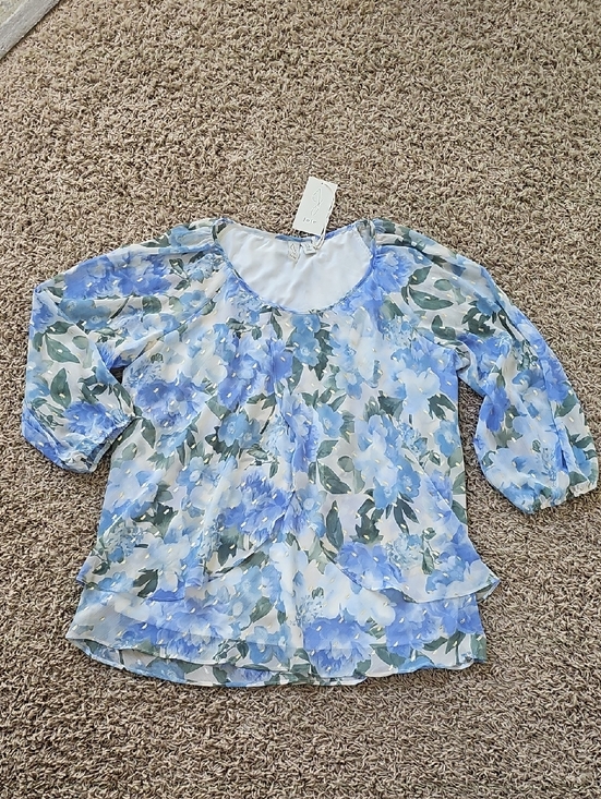 Joie Tops - NWT Joie Blouse Floral Watercolor Split Layered Metallic 1X Top